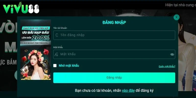 Đăng nhập tài khoản Vivu88 bằng website