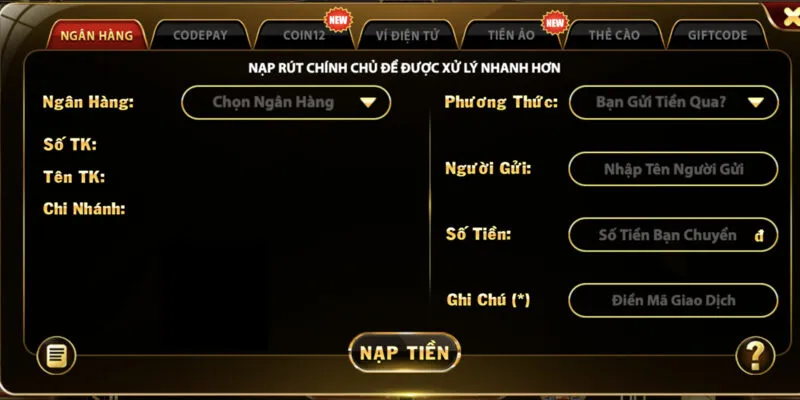 Hitclub hỗ trợ hình thức thanh toán bằng ngân hàng