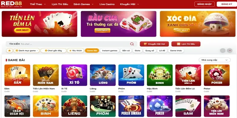 Kho game bài với rất nhiều sảnh chơi nổi tiếng, mang đẳng cấp Quốc tế